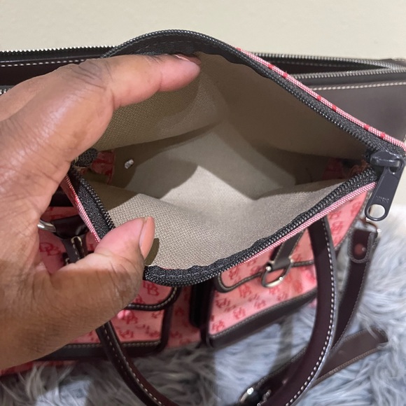 Dooney & Bourke Vintage Satchel Red Logo Fabric Print - Picture 12 of 12